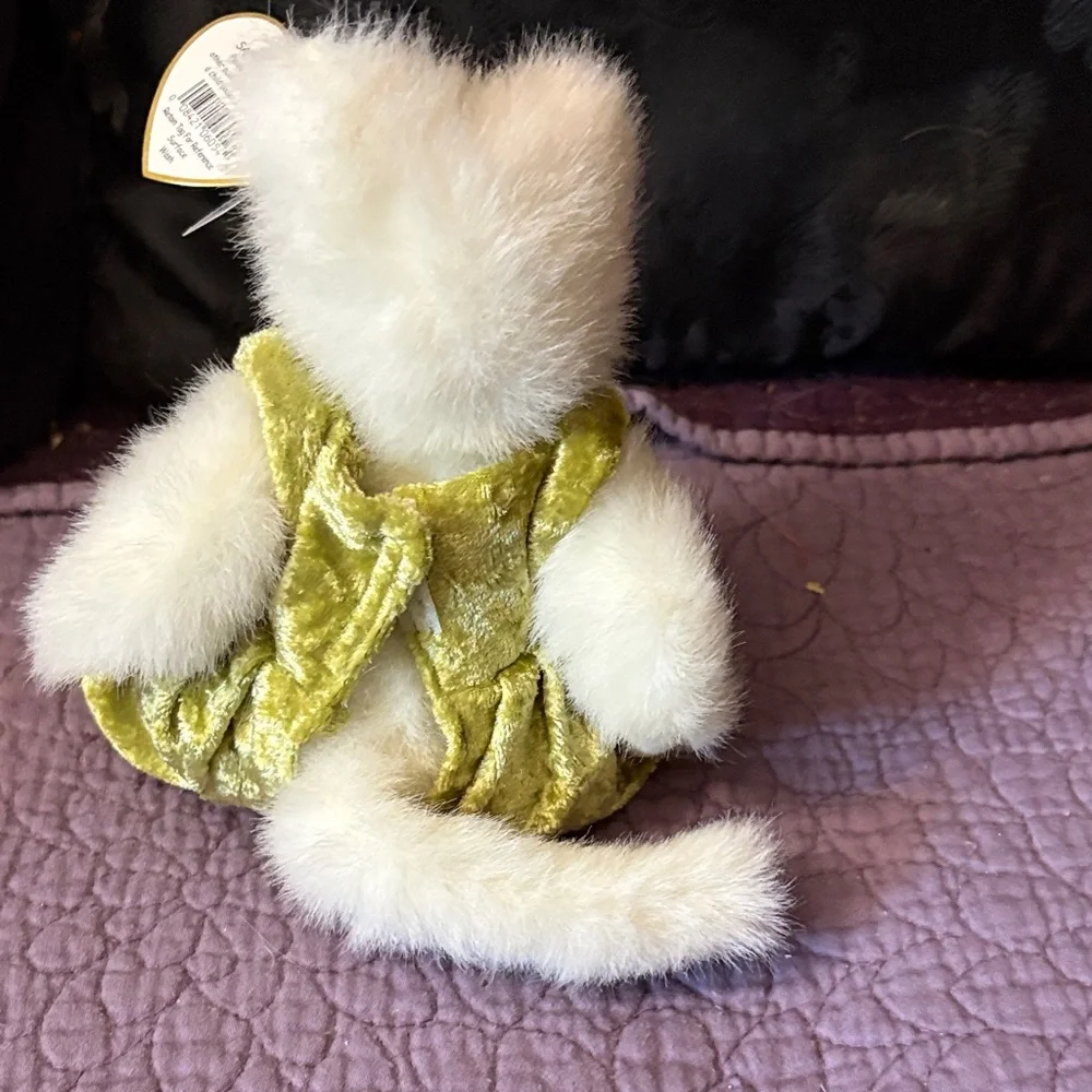 Katrina by Ty. Plush Cat Toy with Green Outfit